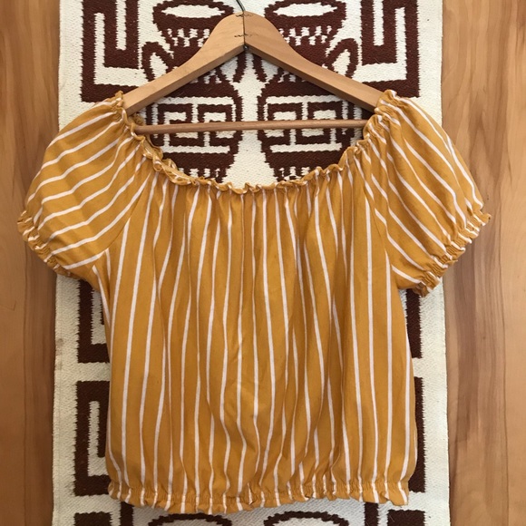 American Eagle Outfitters Tops - American Eagle Striped Yellow Crop Top